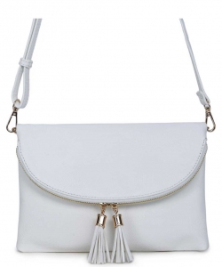 Fashion Faux Leather Messenger Clutch Bag WU075 WHITE